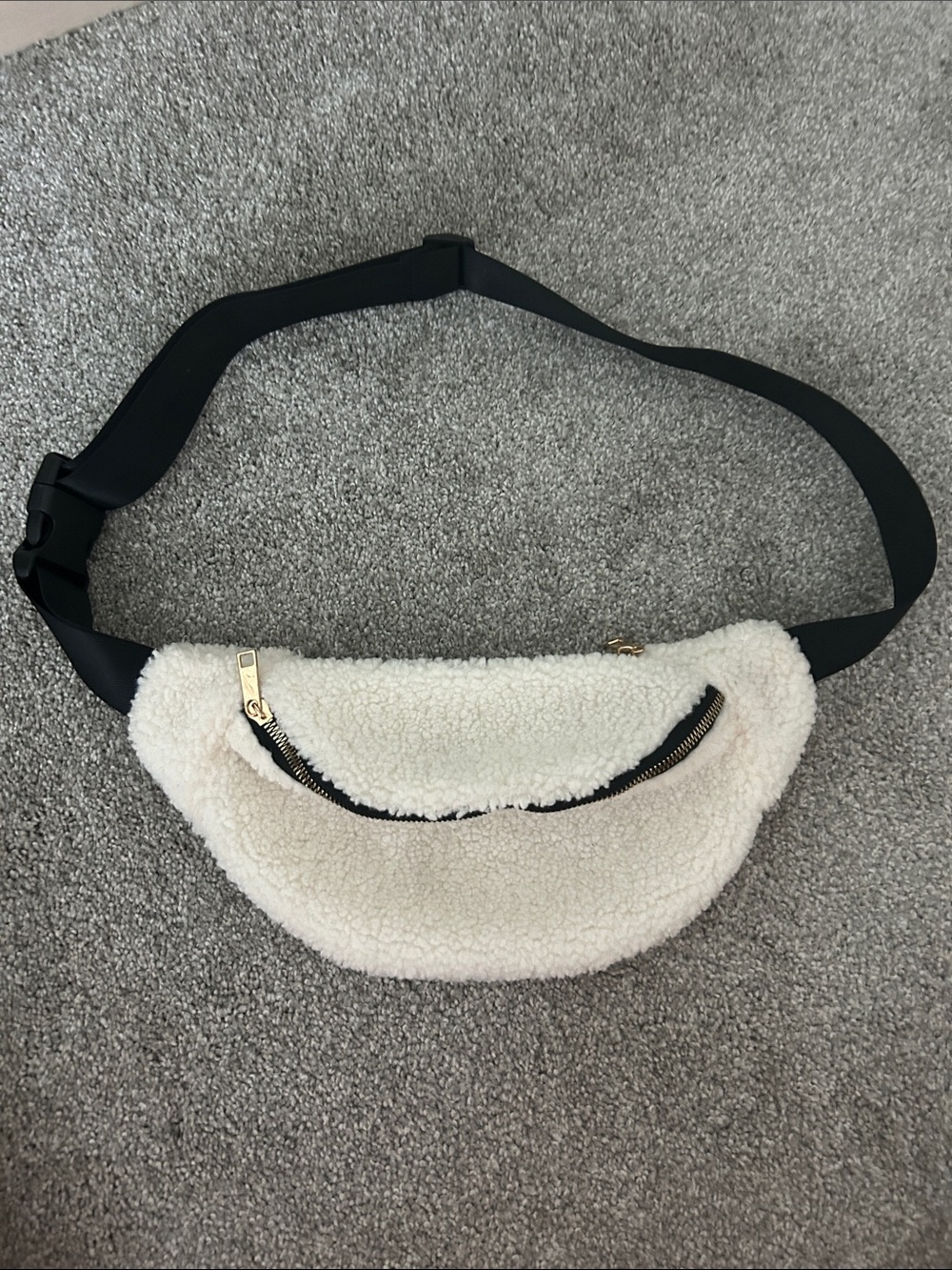 Cream Sherpa Fanny Pack Belt Bag